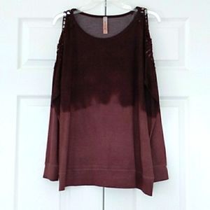 American Age Wine Dip Dye Long Sleeve French Terry Top